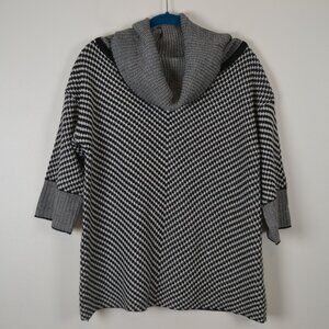 Charlie Paige Houndstooth Pullover 3/4 Sleeve Cowl Neck Womens S/P Tunic Sweater